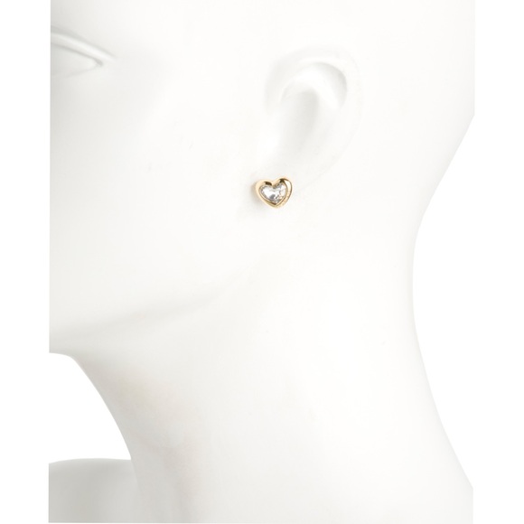 Coach Gold Heart Earrings with Crystal Accent - Picture 2 of 5